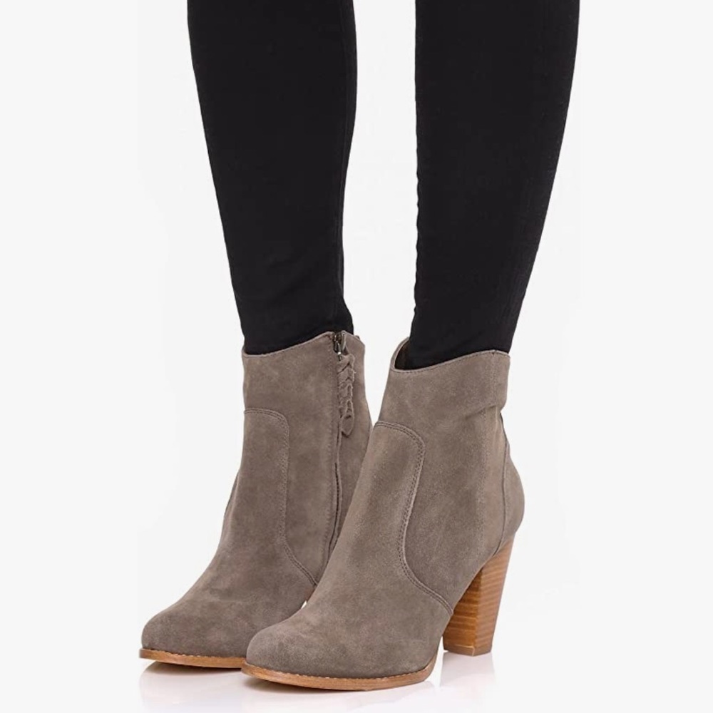 JOIE Dalton Charcoal Taupe Suede Heeled Western Booties Size 35/5